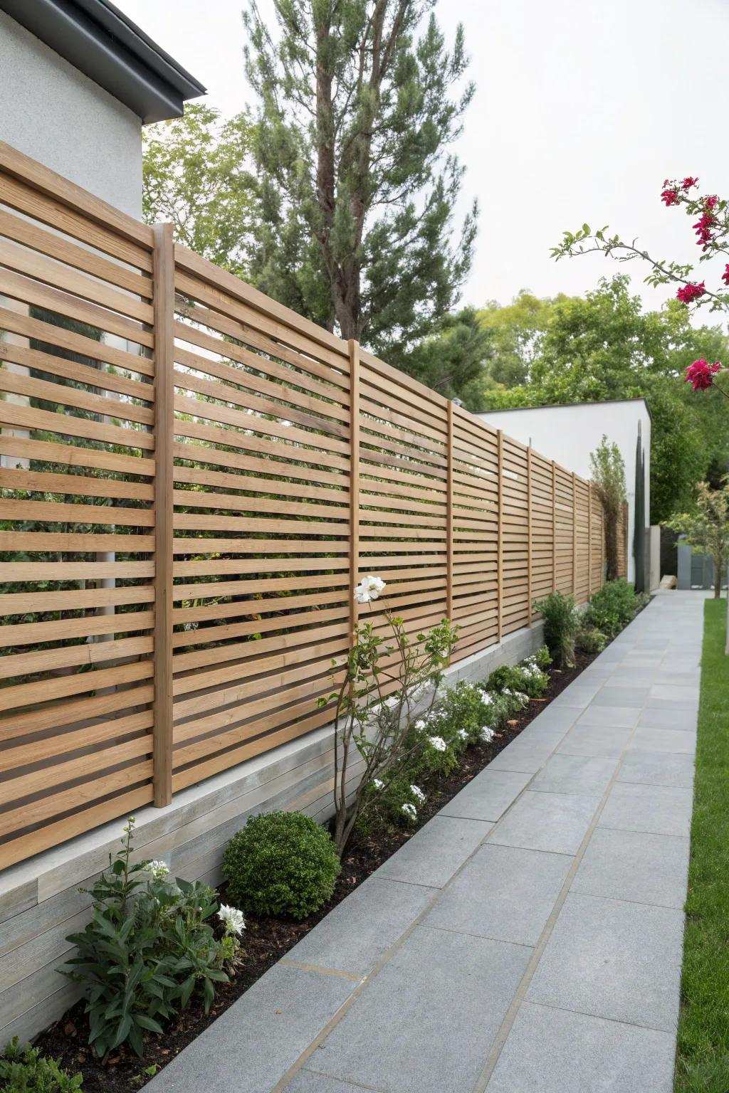 Even slats fashion a stylish and up-to-date fence design.