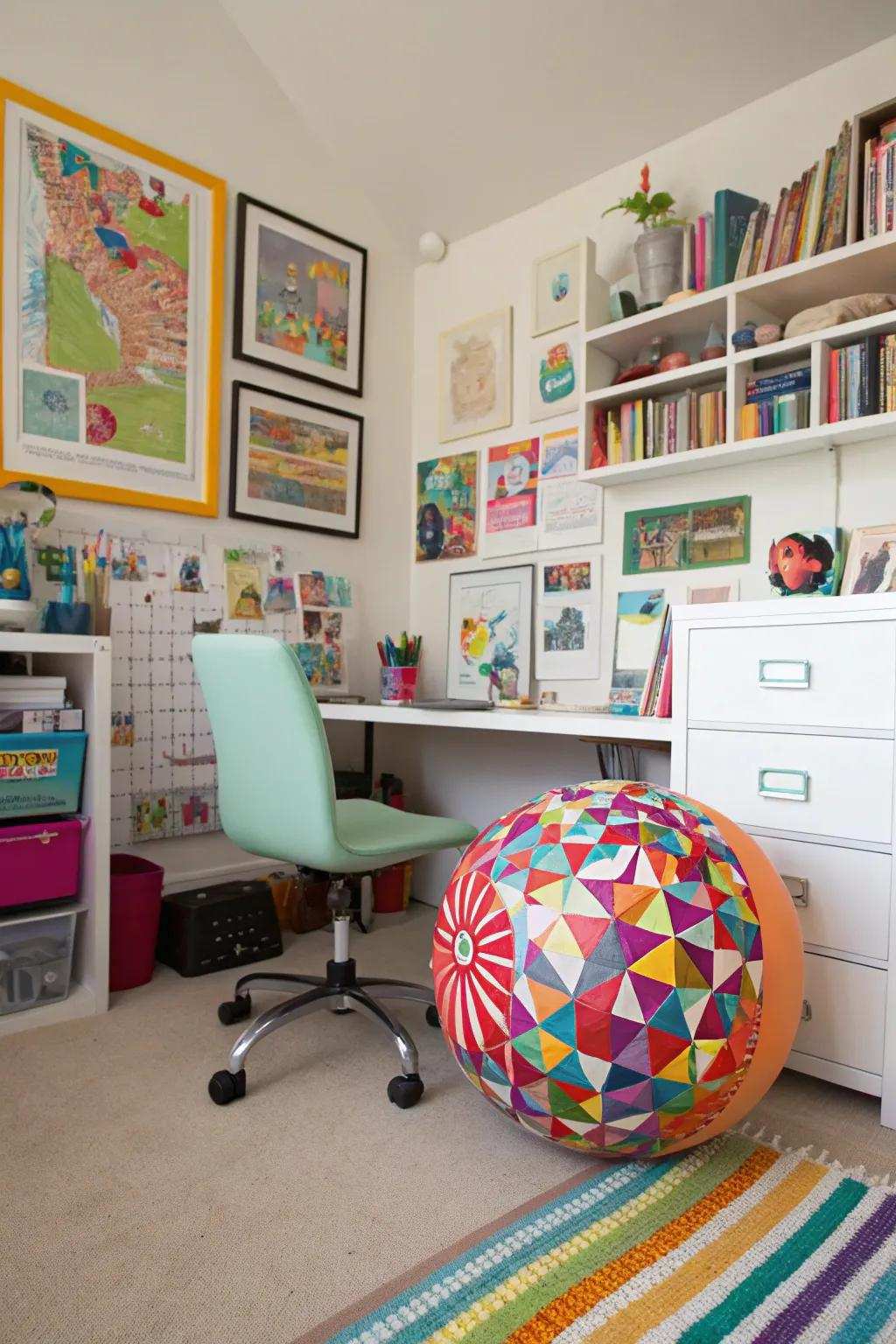 Exercise chairs encourage movement and add a playful touch to the office.