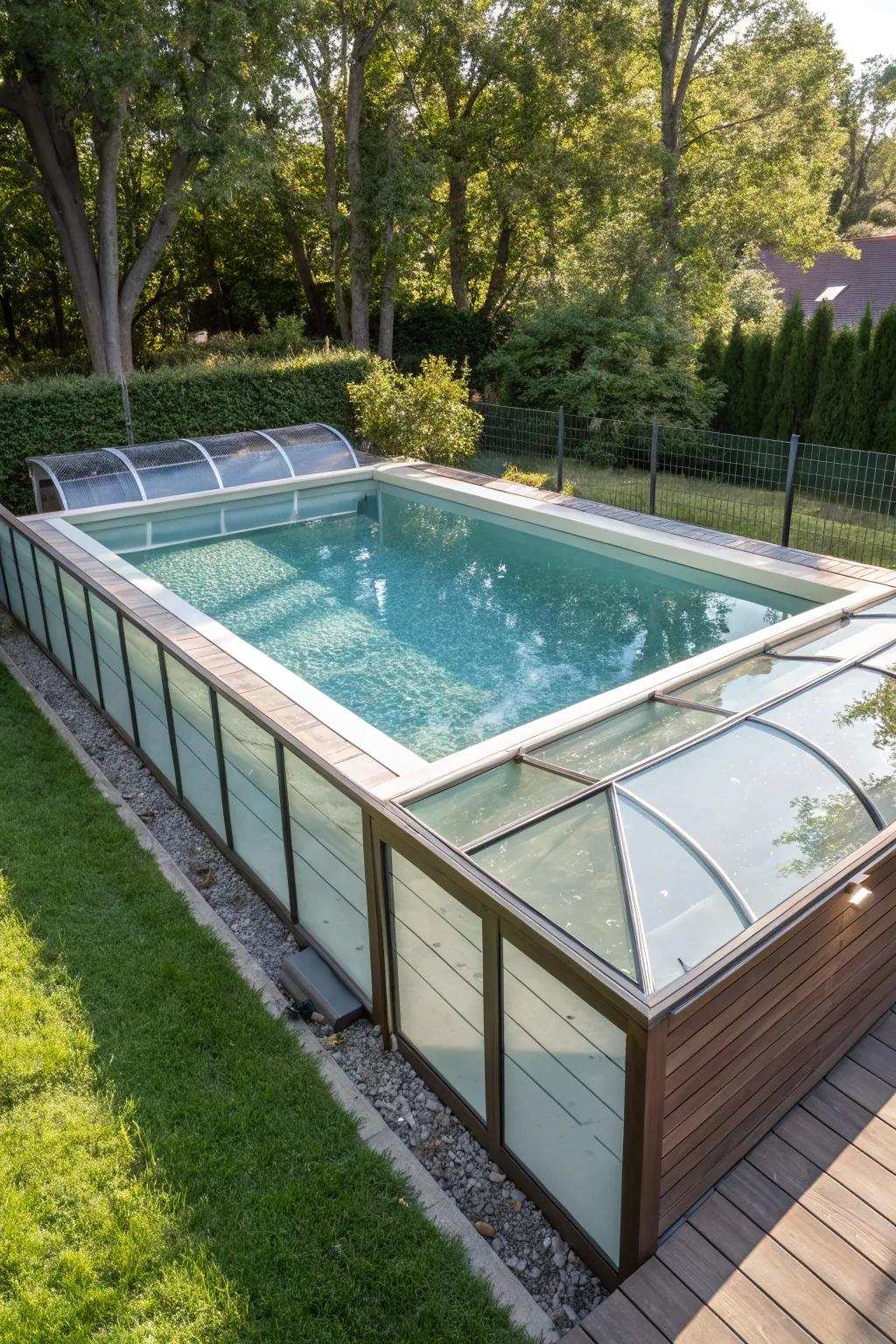 Experience openness and safety with stylish clear panels for your above-ground pool.