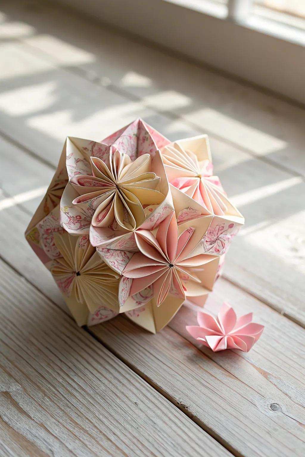 Explore the art of Kusudama: where geometric precision meets artistic creation in an unforgettable floral display.