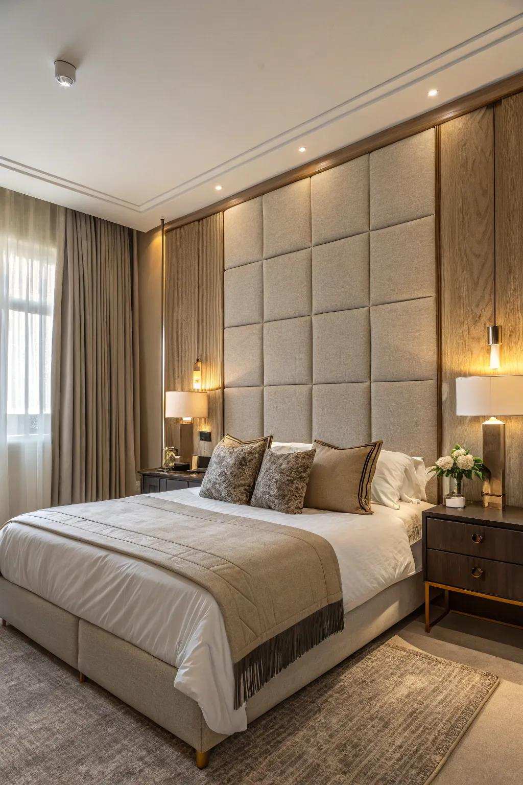 Fabric panels introduce softness and luxury