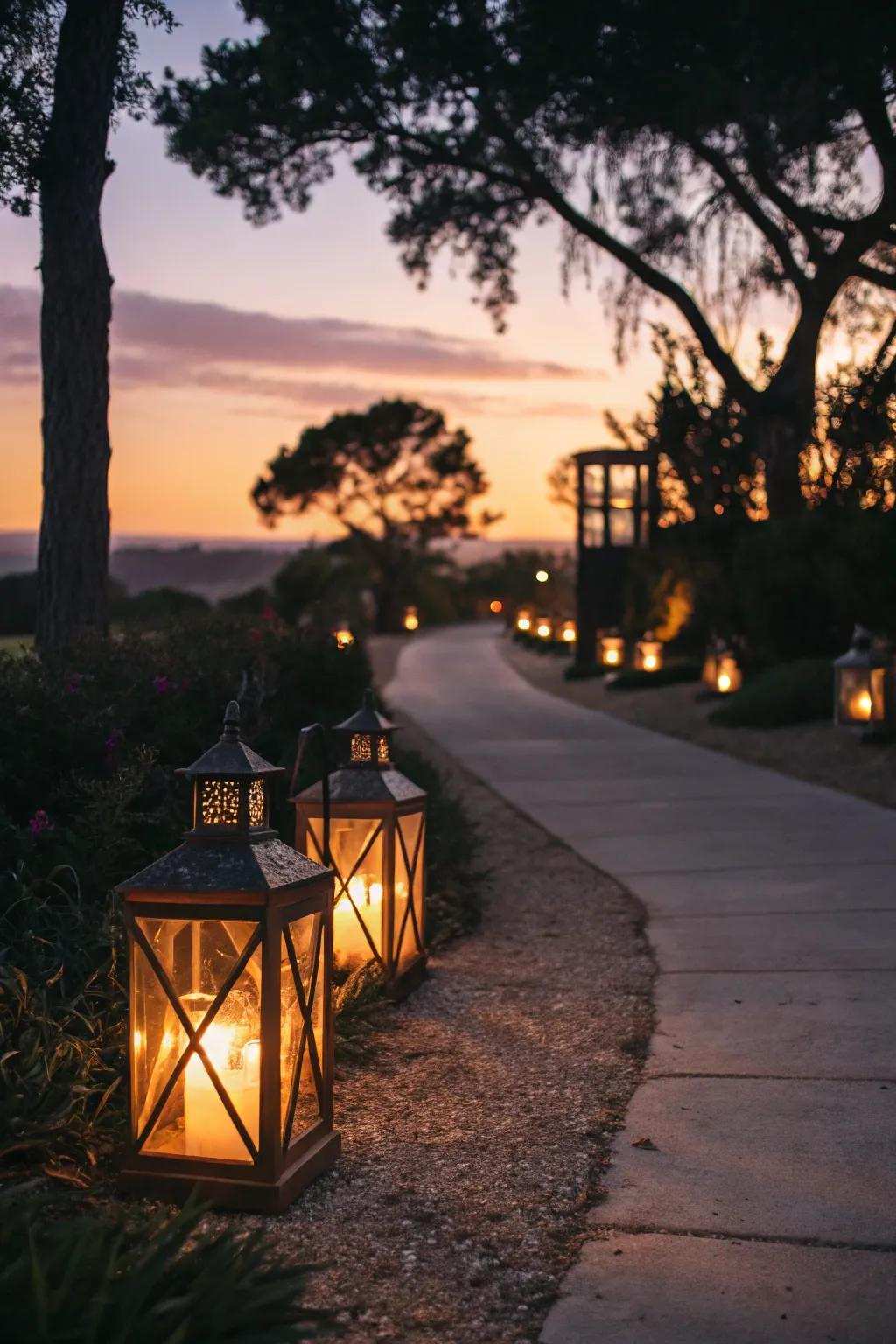 Farm-style lanterns establish a welcoming and charming radiance for your autumn assemblies.