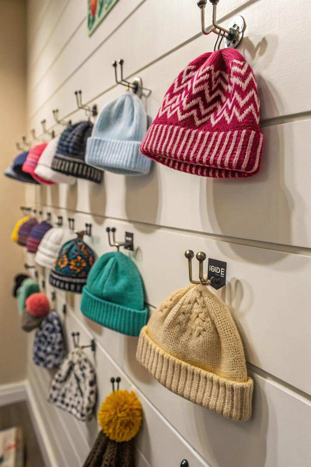 Fastening clips offer a useful and stylish way to display head huggers.