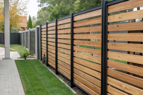 Metal Fences with Wooden Accents