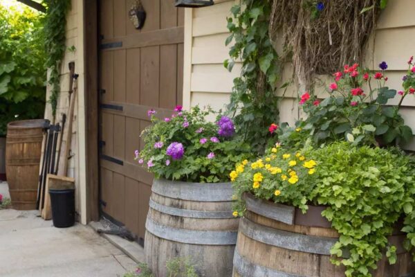 Garage Decor with Stylish Plant Pots