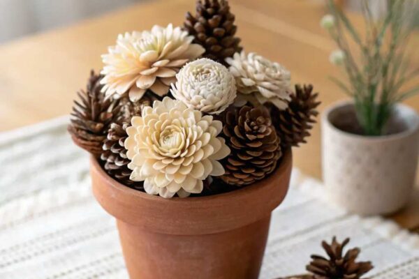 Pinecone and Flower Arrangements