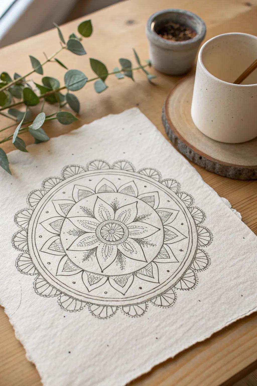 Find calmness within the skill of doodling mandalas - a blend of straightforwardness and natural elegance.