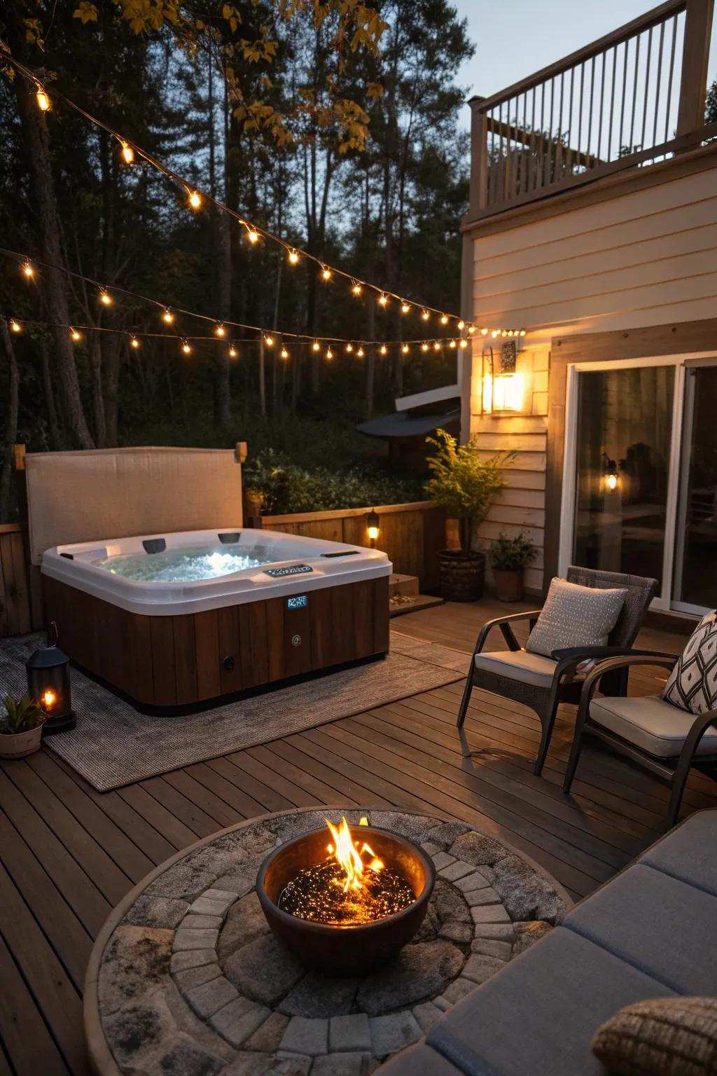 Fire aspects add warmth and a dramatic flair to your deck.