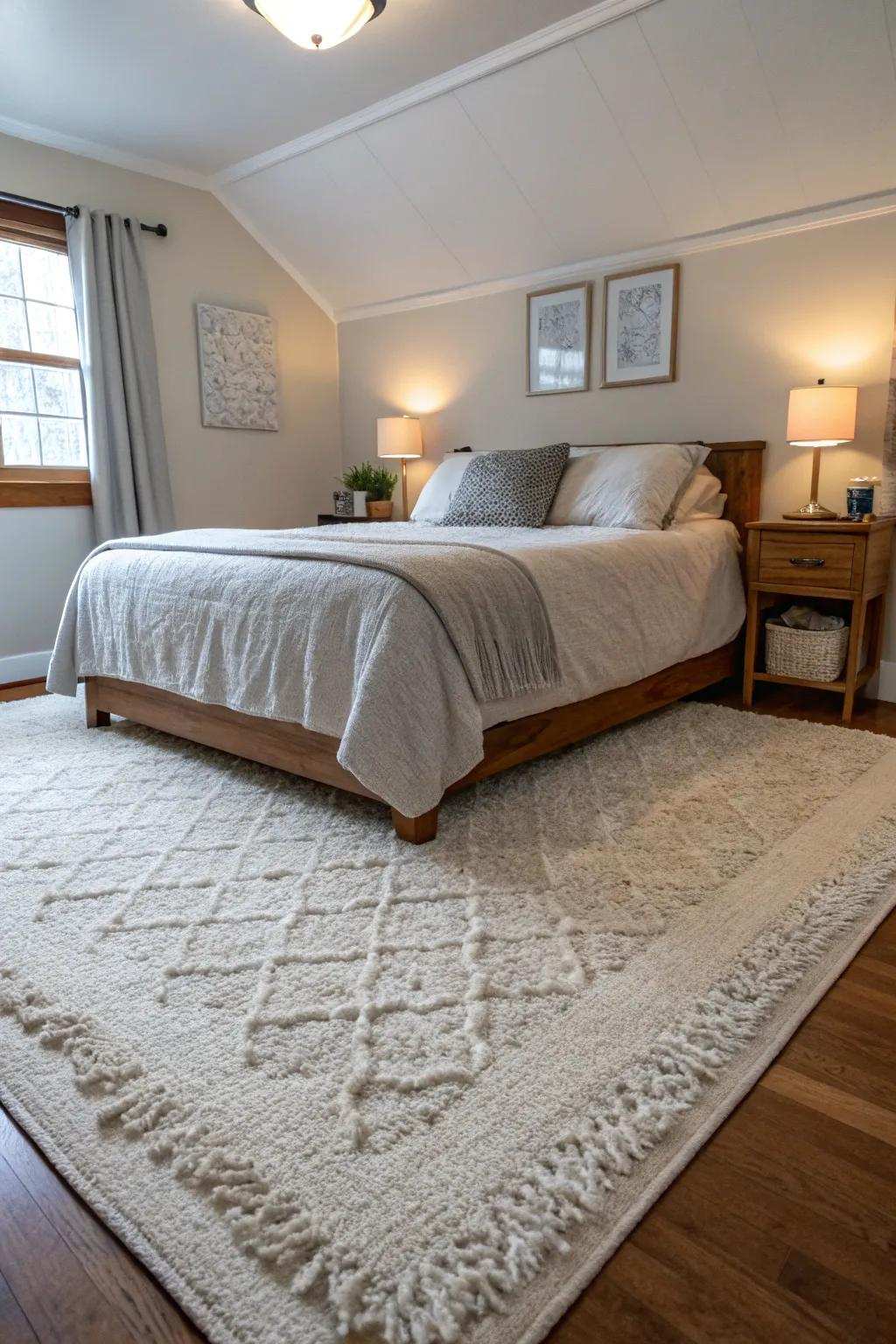 Floor coverings anchor the room and add a cozy feel.