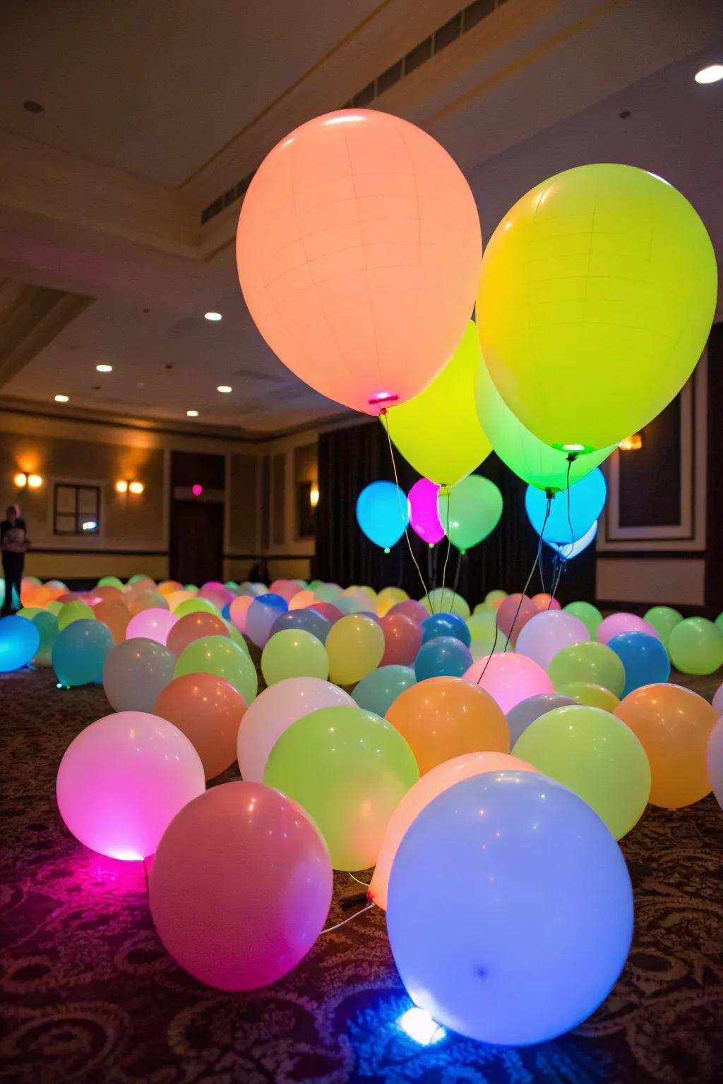 Fluorescent spheres incorporate a burst of amusement and shade to your radiance celebration.