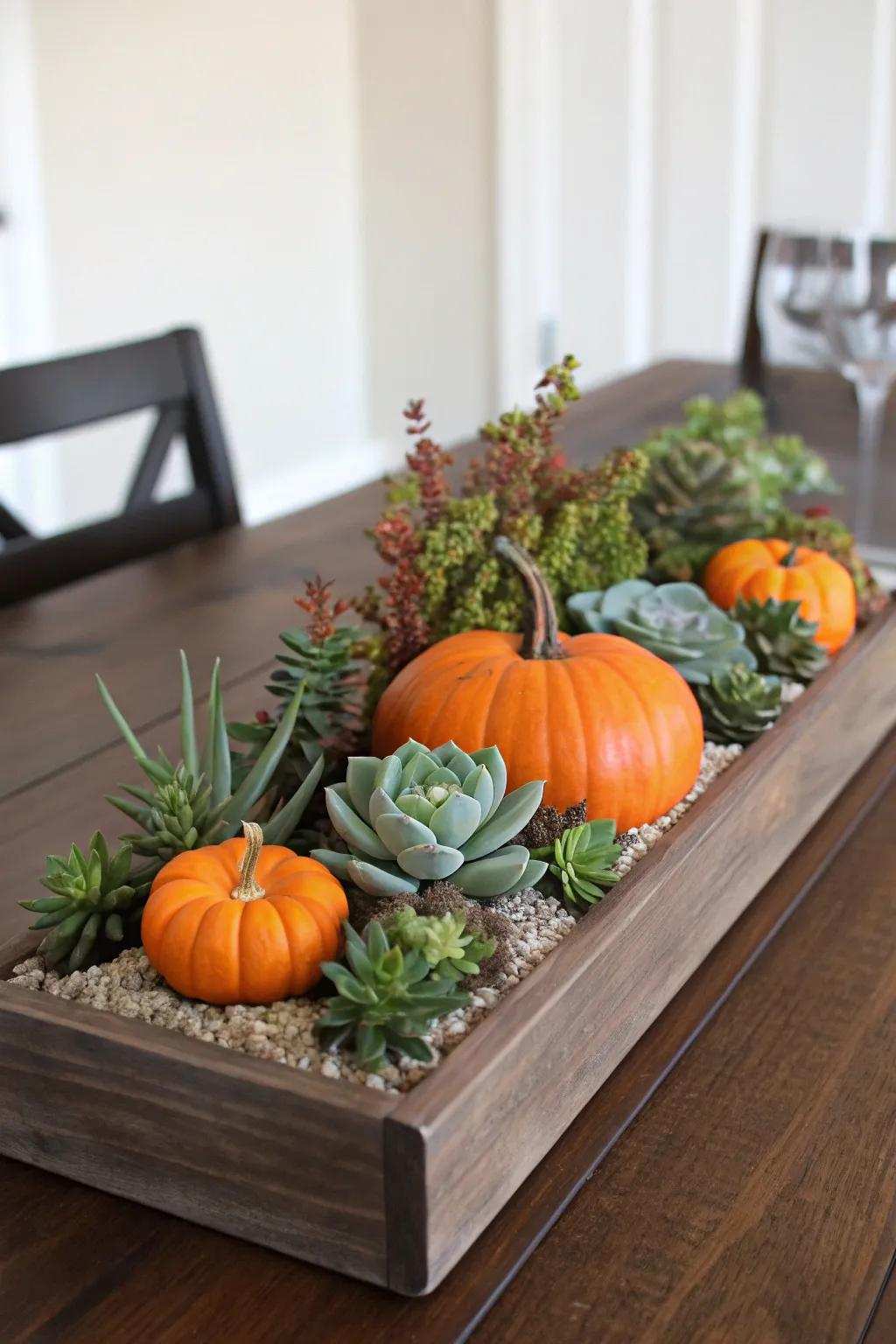 Focal points featuring succulents bring greenery and style.