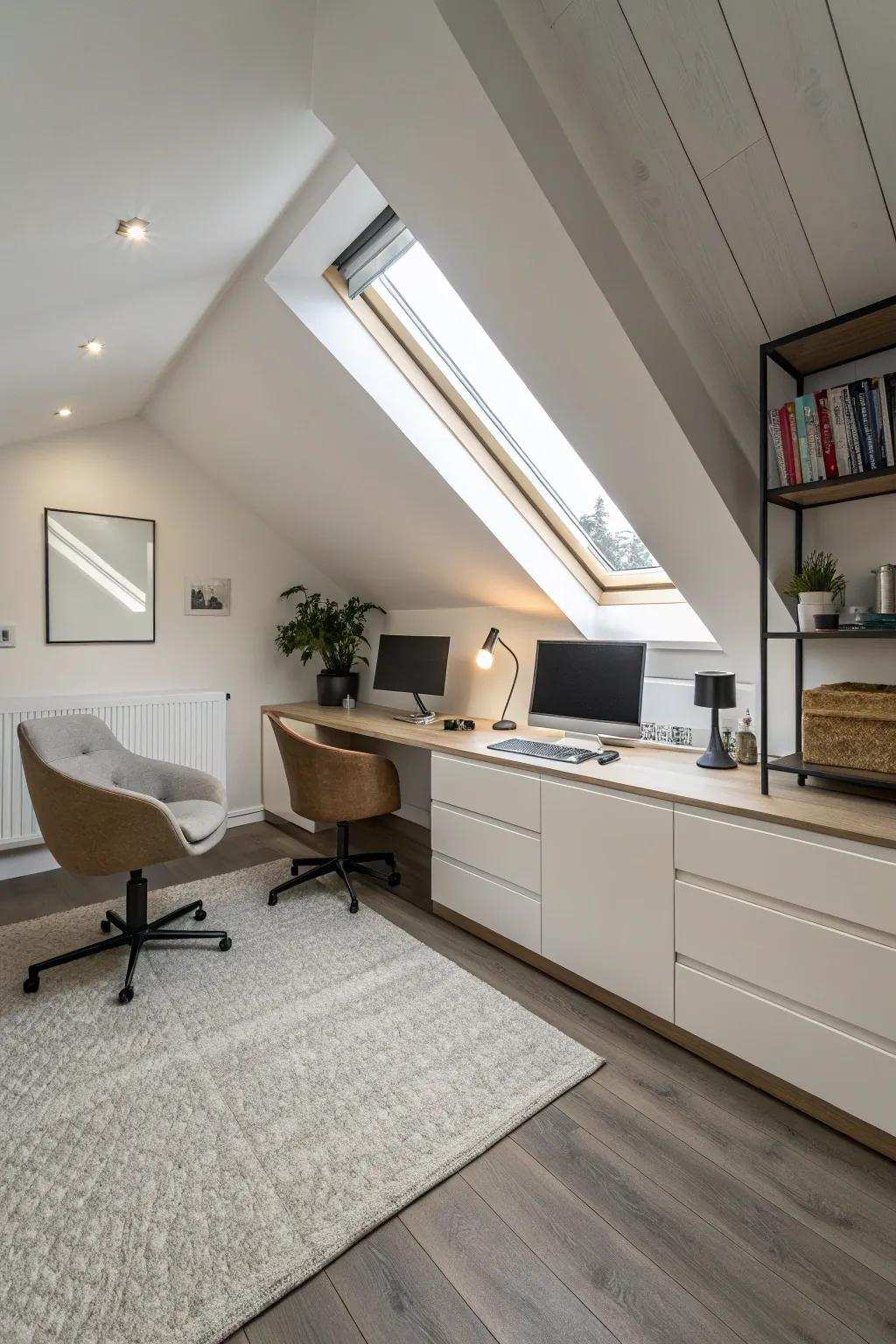For a sleek and open office, choose reduced height furnishings