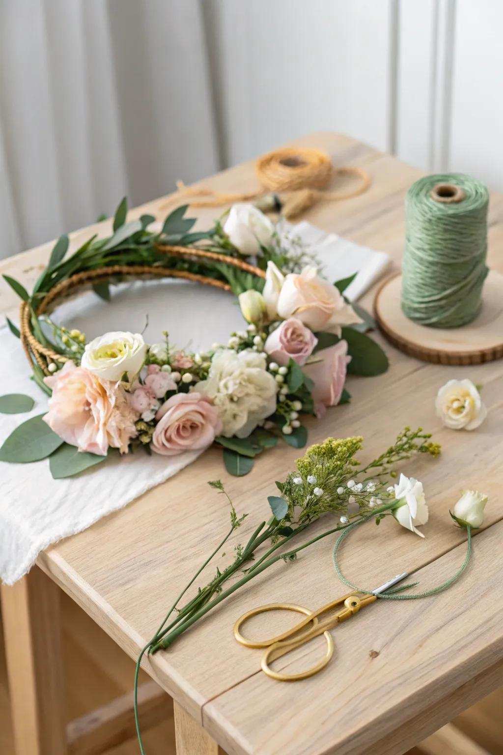 Forge enchanting memories through a DIY floral band set, suited for a fairy-inspired festivity.
