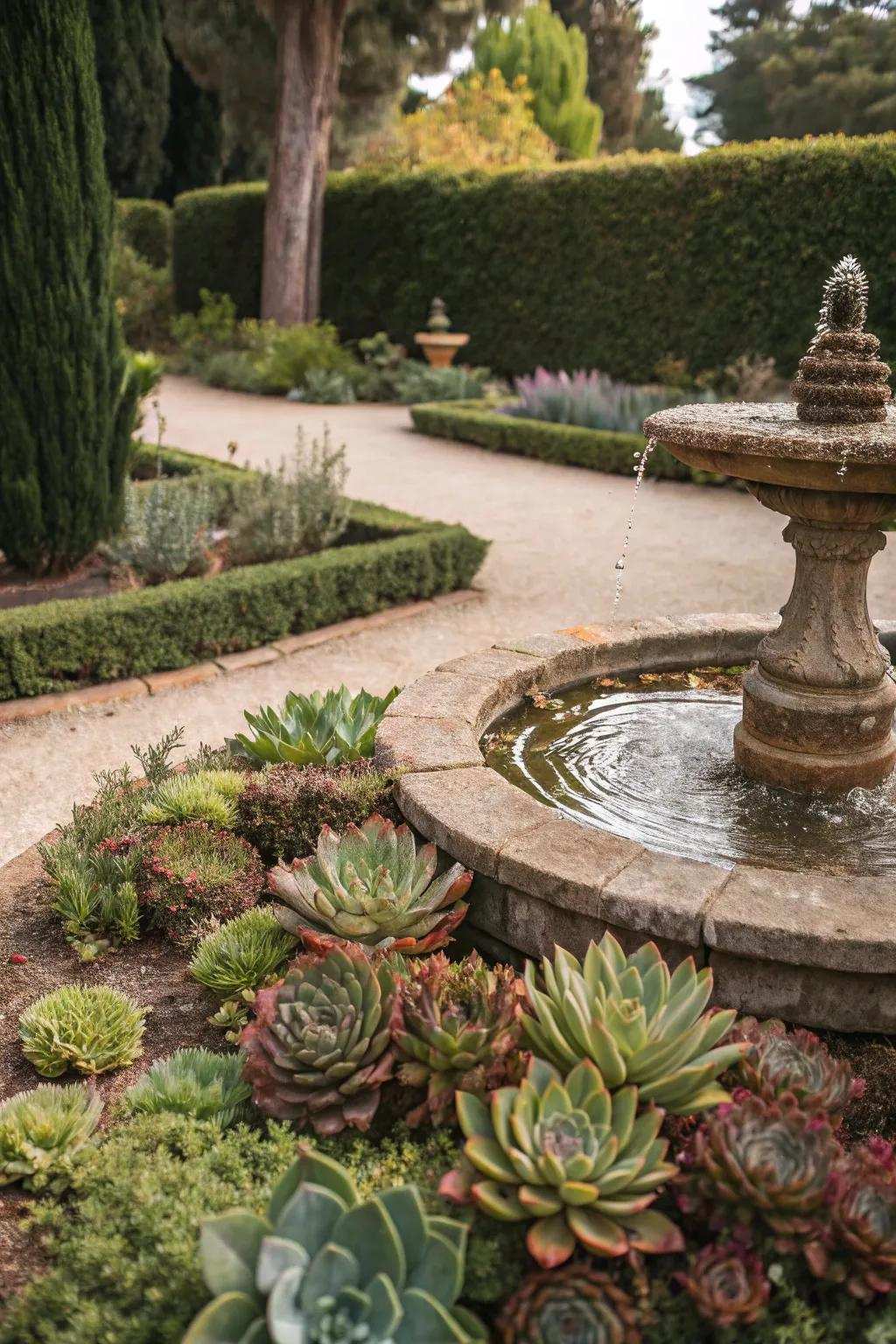 Fountains add peace and fascination.