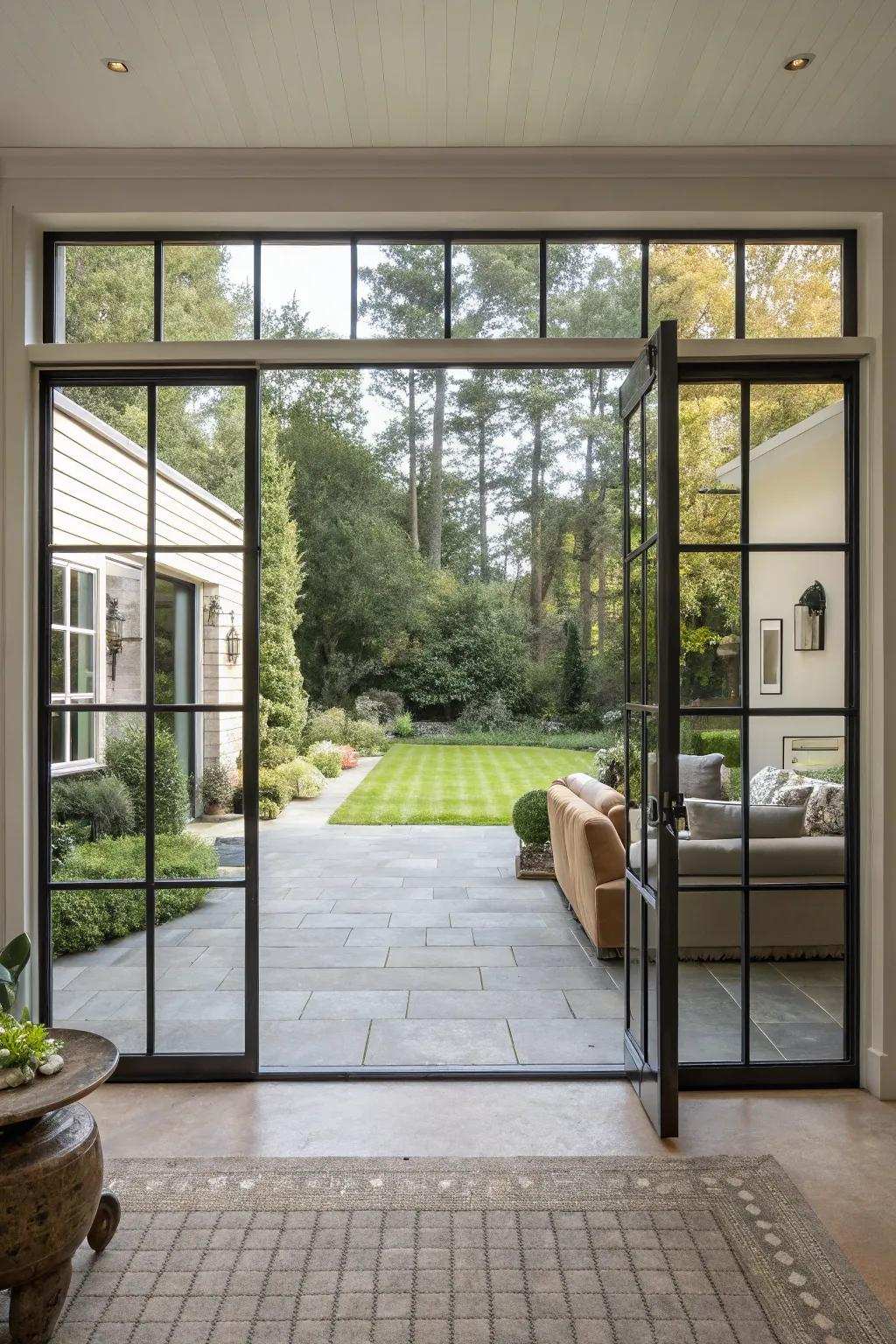 Full-view crystal doors for smooth transitions.