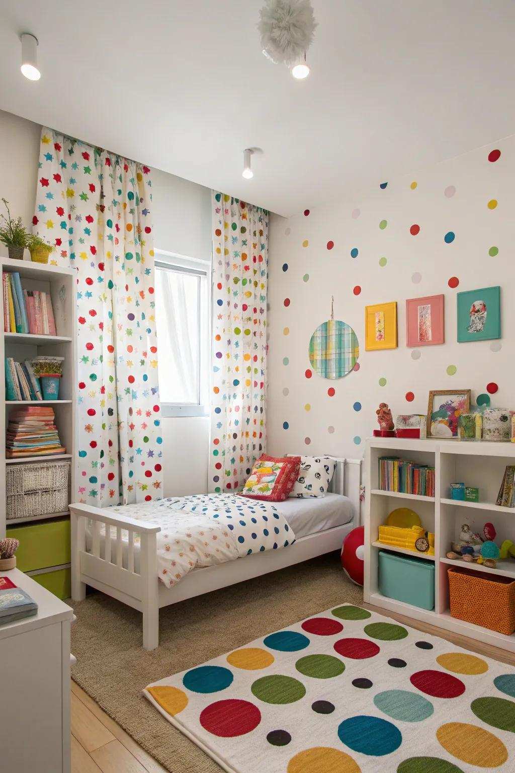 Fun round spots add joy and a youthful spirit.