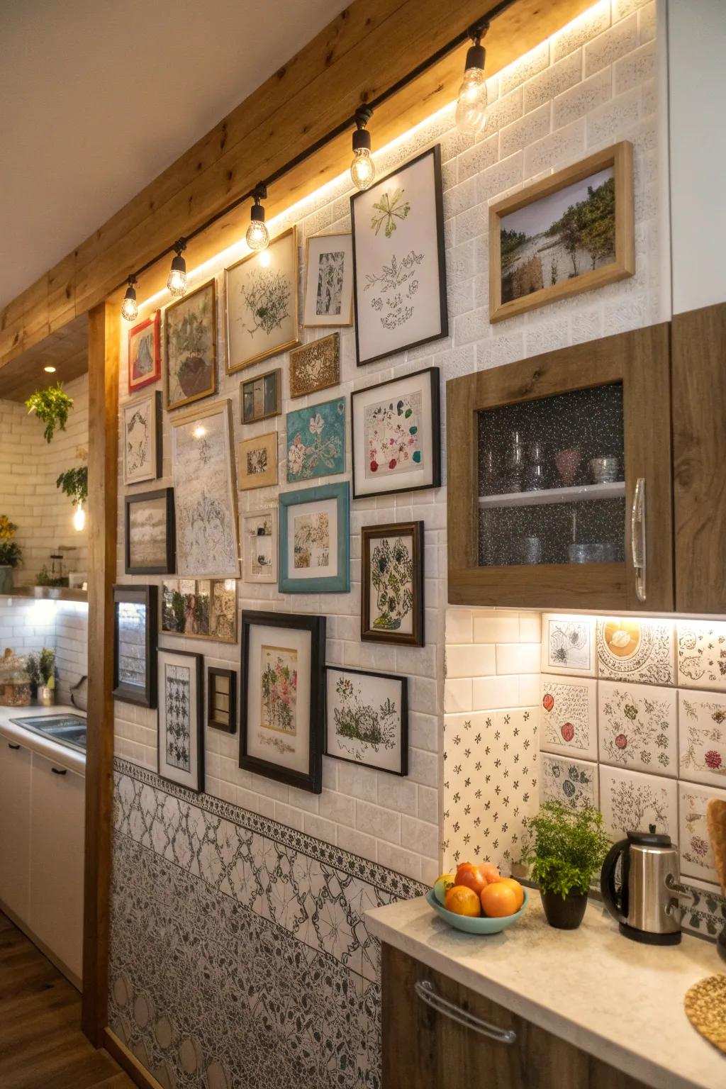 Gallery wall assemblages to express creativity in your kitchen.