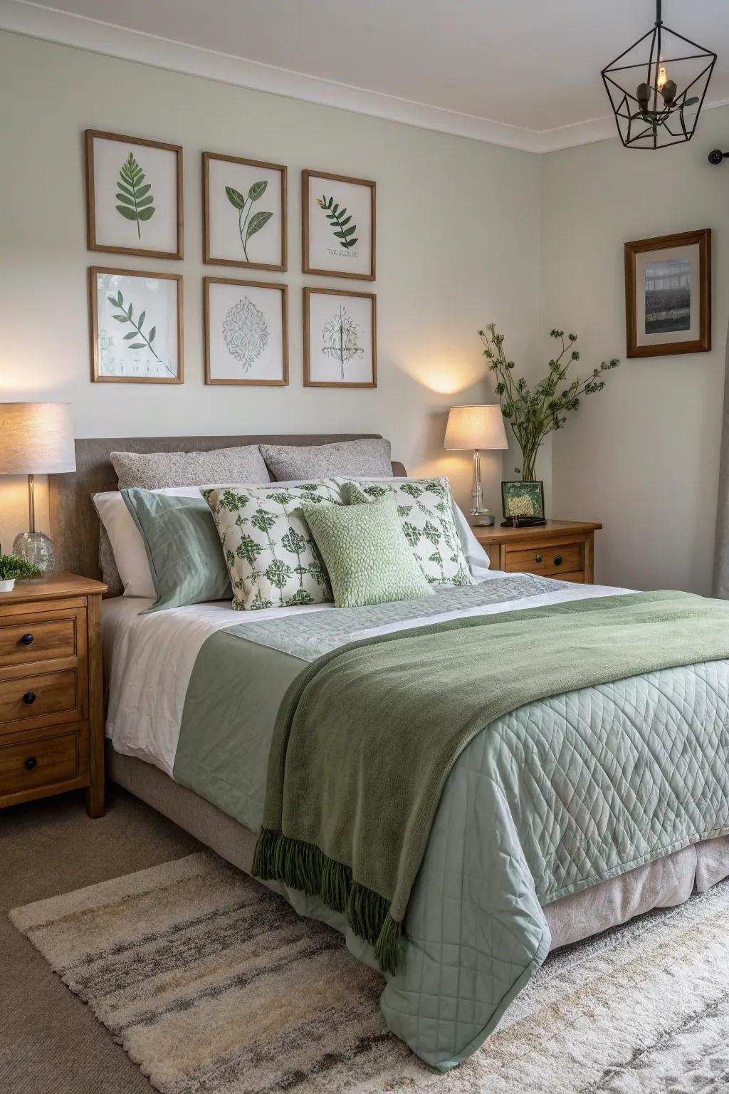 Gentle green and gray can help you create a sophisticated look.
