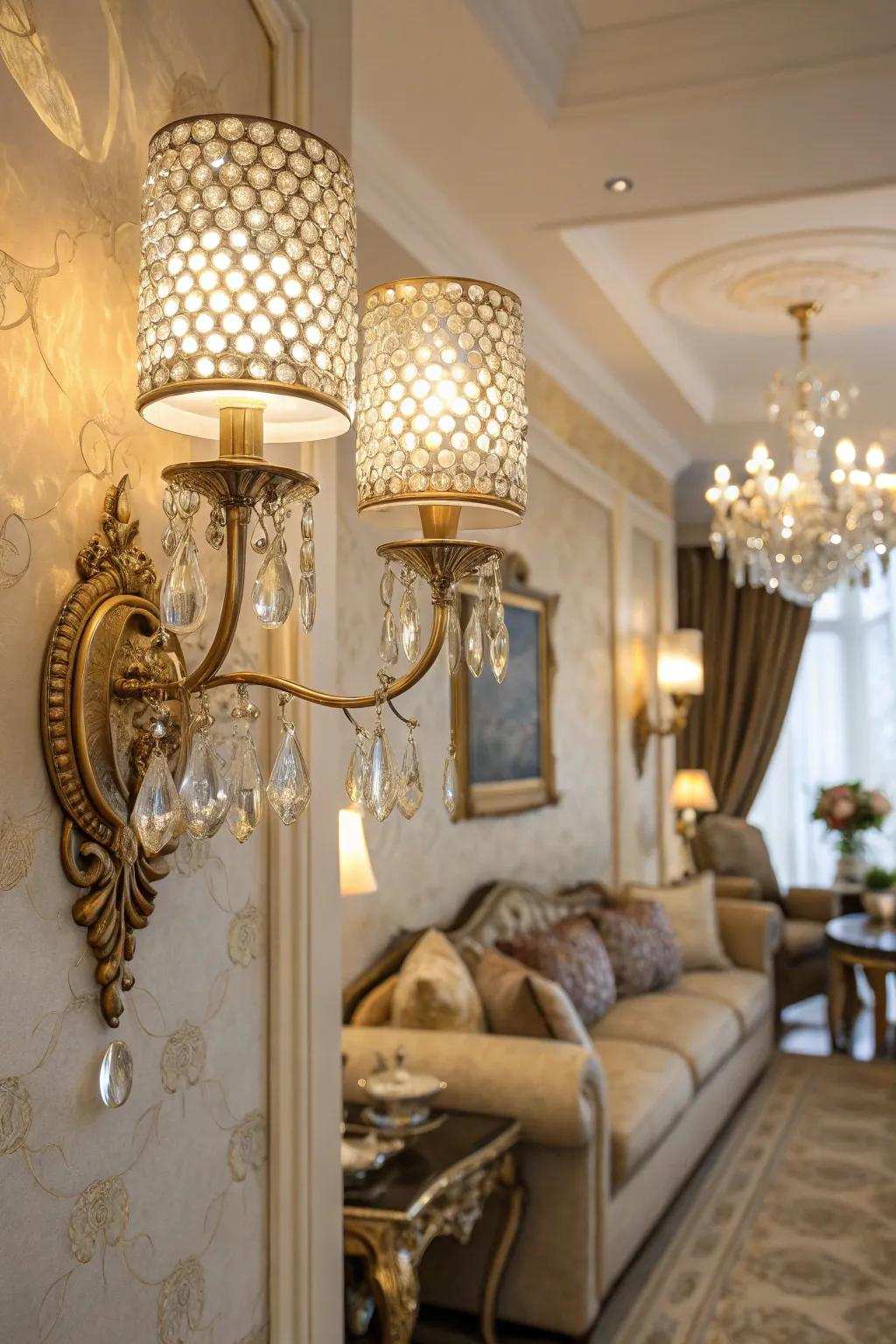 Glamorous lights add sparkle and sophistication.
