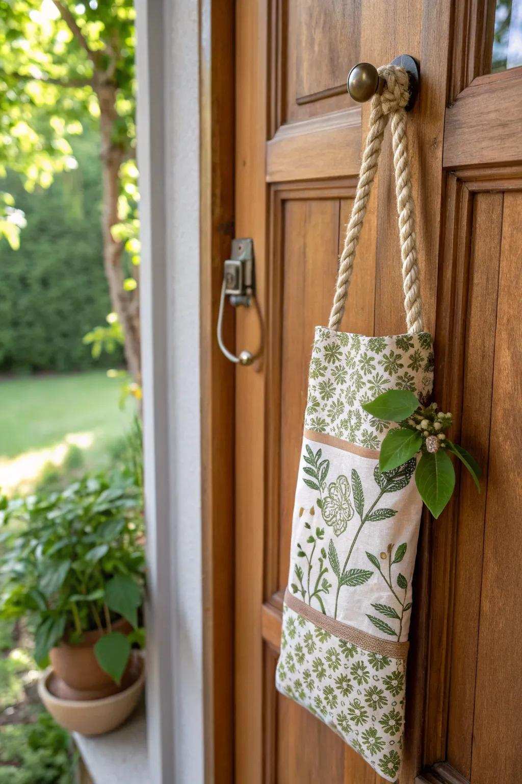 Go green with an eco-friendly door decoration crafted from recycled materials.