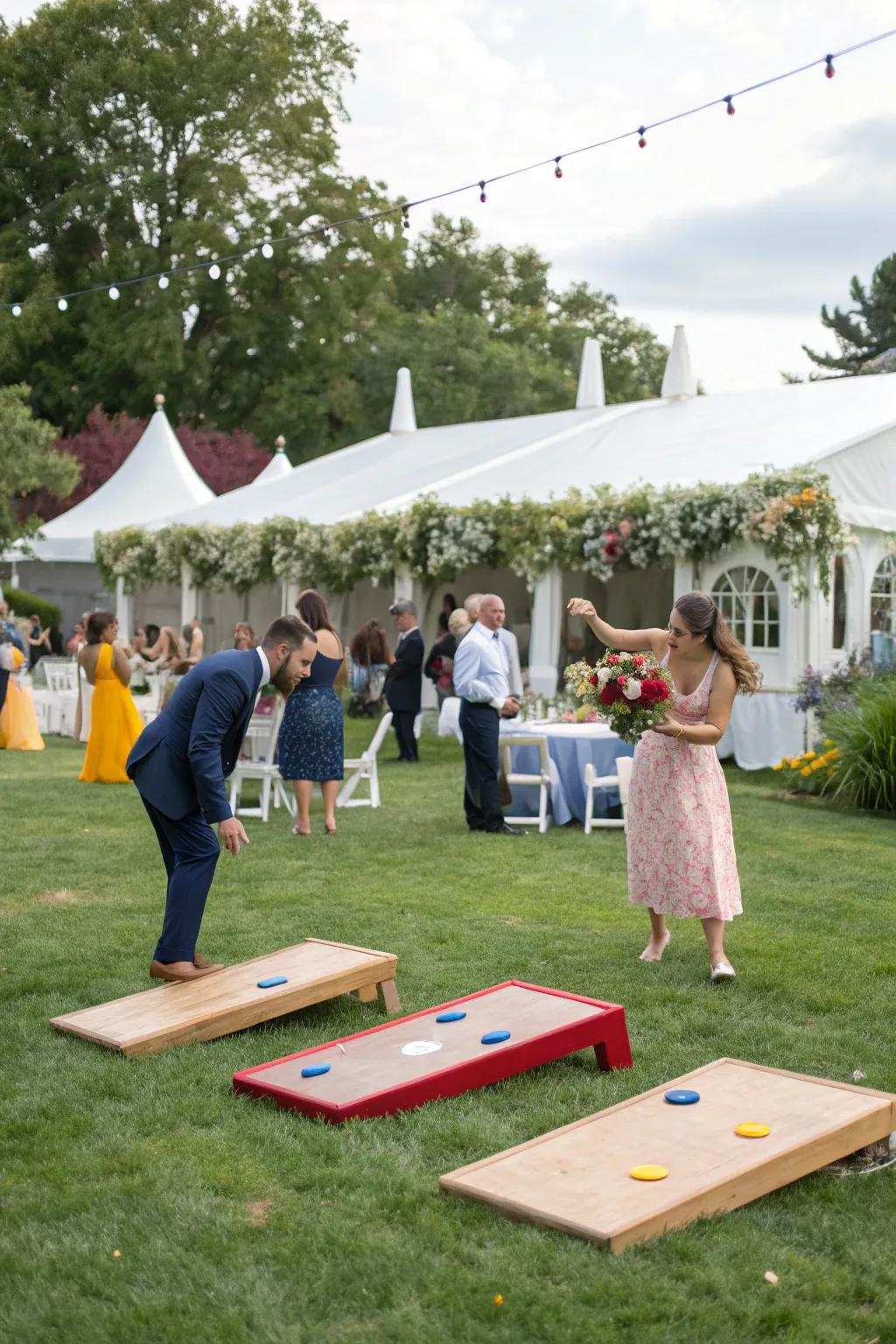 Grass games that infuse diversion and engagement into the event.