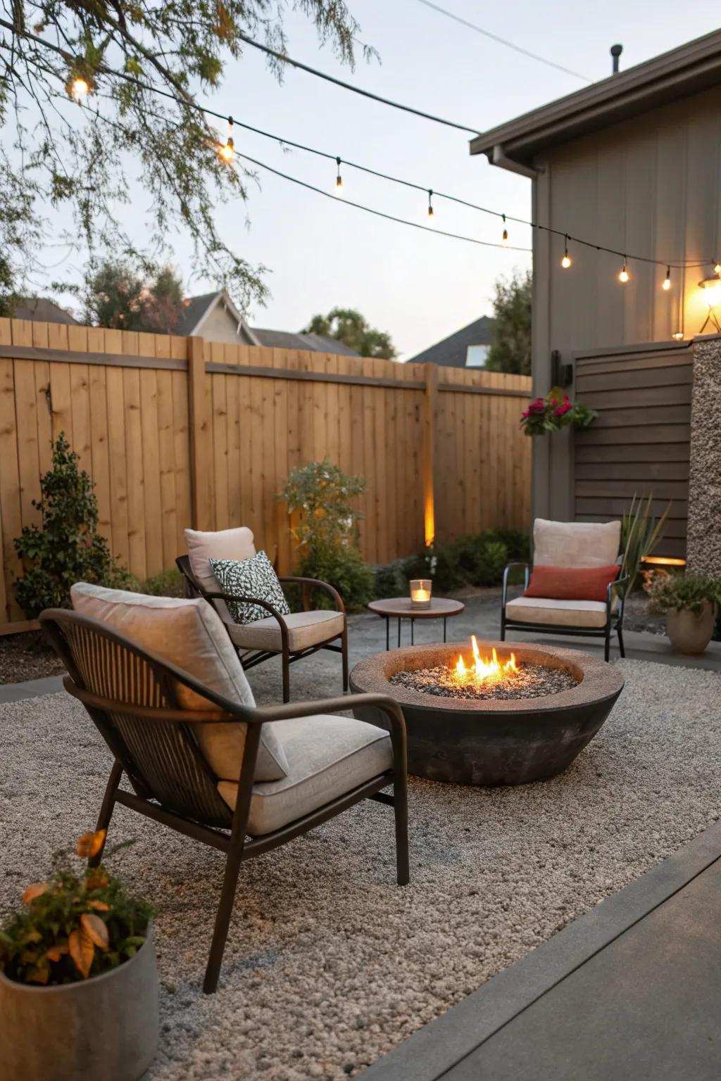 Gravel flooring brings relaxed simplicity and tranquility to patios.