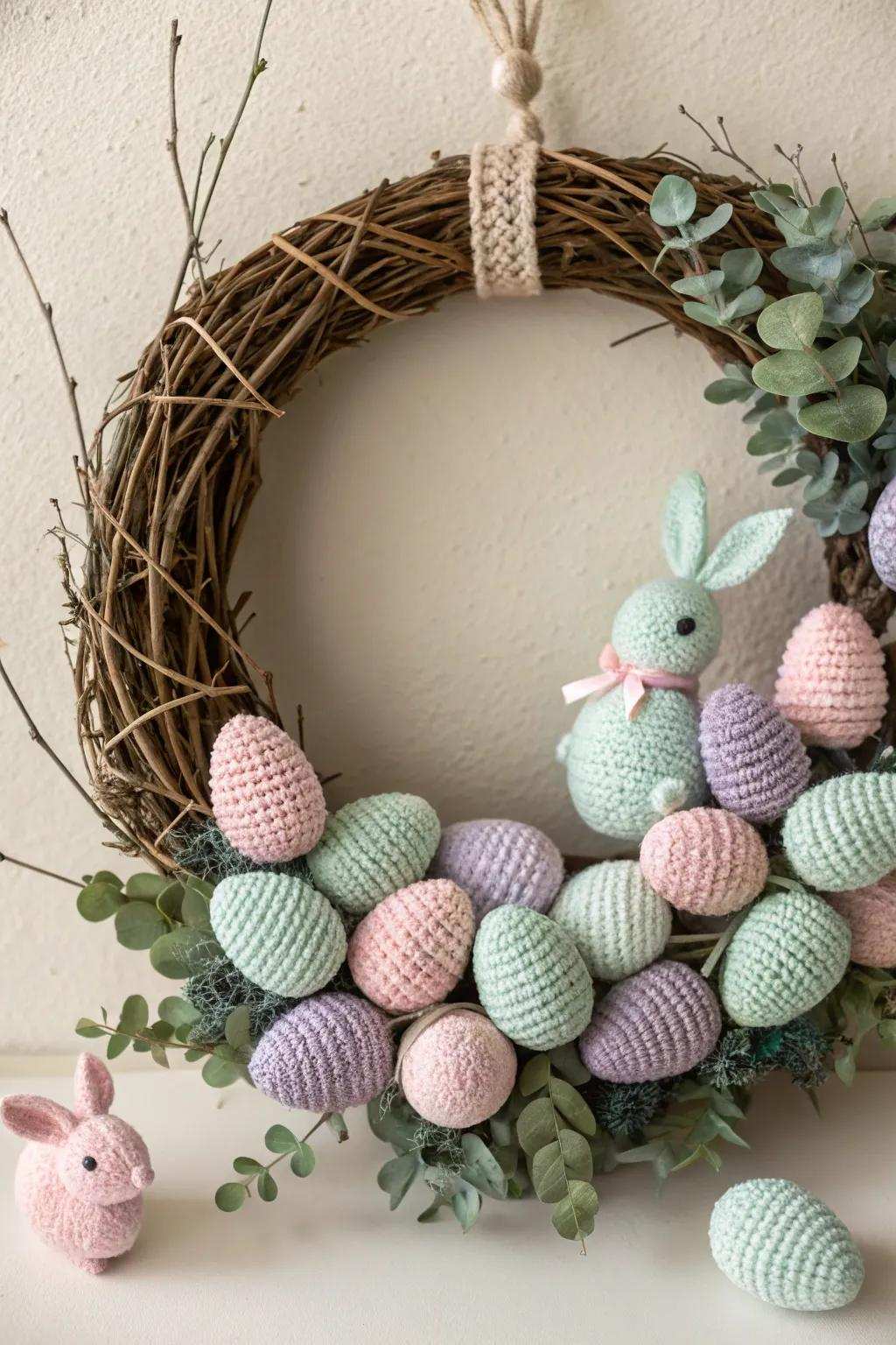 Greet vernal equinox via this endearing crochet Paschal wreath, a seamless amalgamation of craft and sophistication.