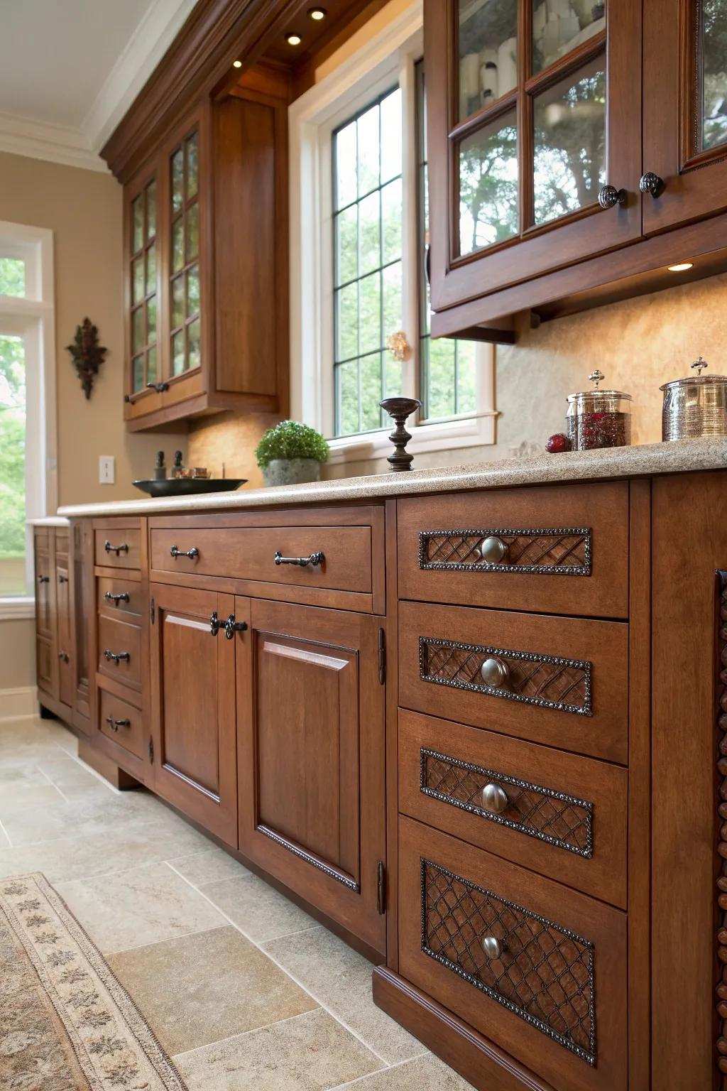 Hammered metallic knobs includes textures accompanied by interests.