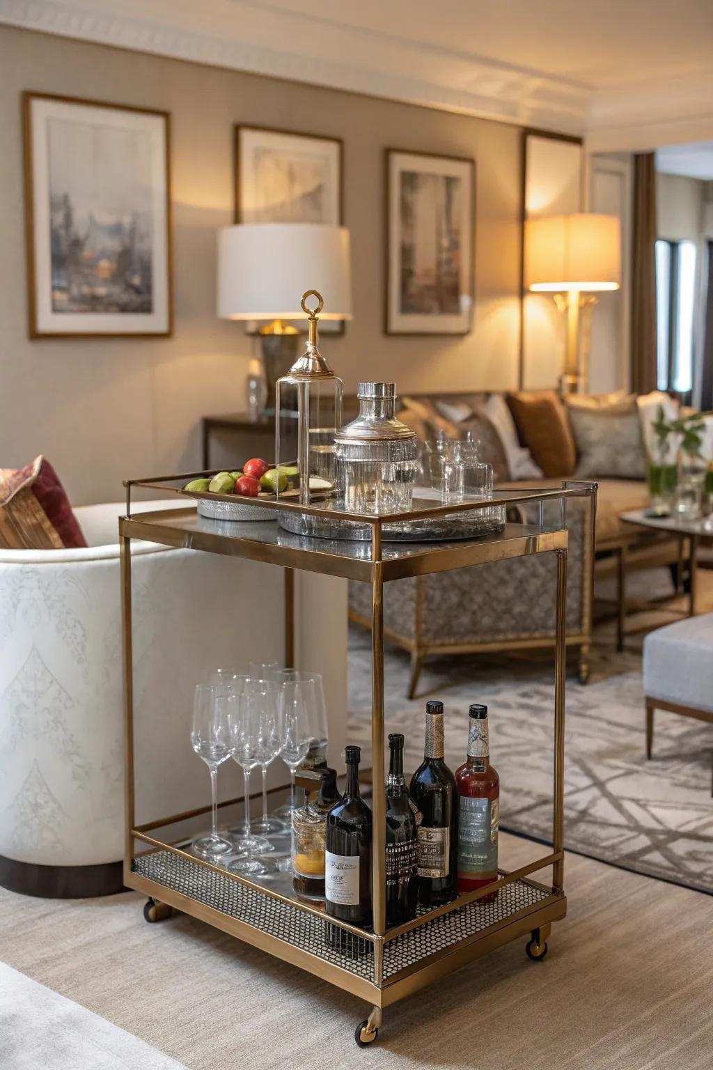 Hand-crafted beverage trolley adding sophistication and enjoyment to social events