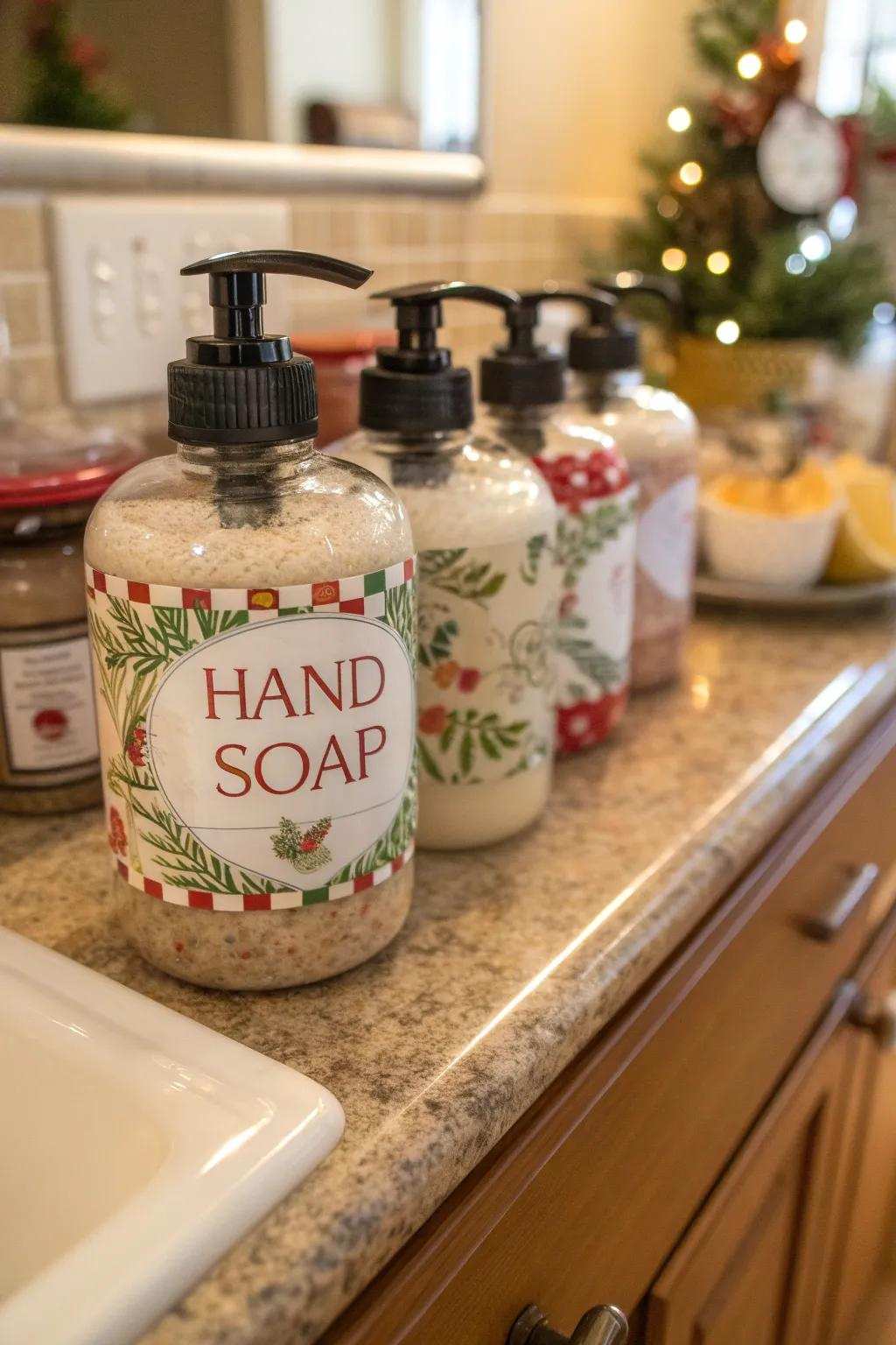 Handcrafted hand cleanser in celebratory jars