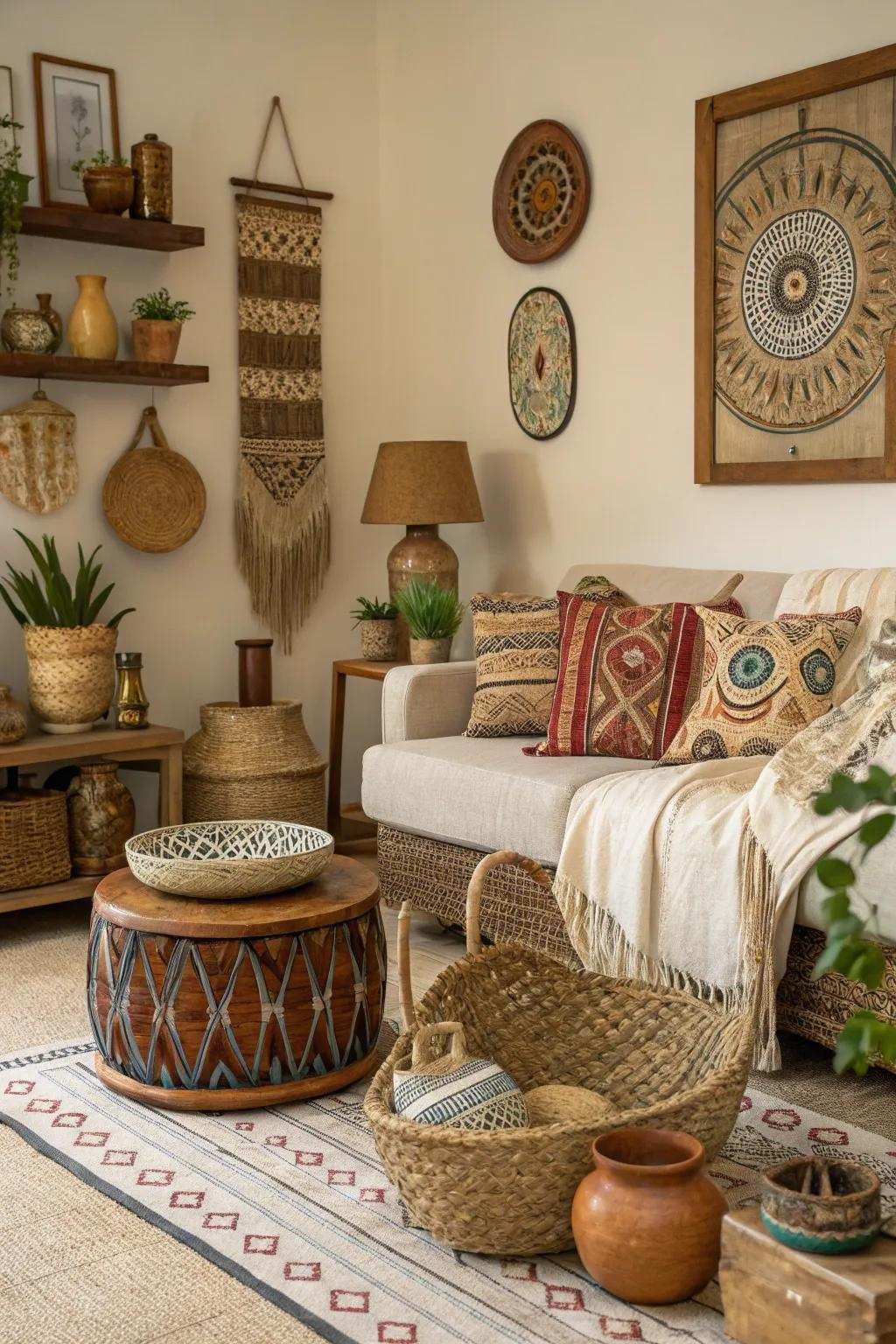Handmade items make your living room more unique.
