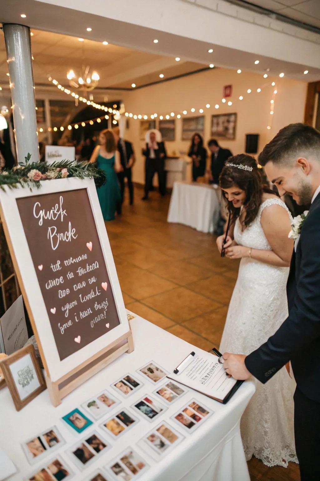Hands-on guest logs with quick-print camera areas create treasured keepsakes.