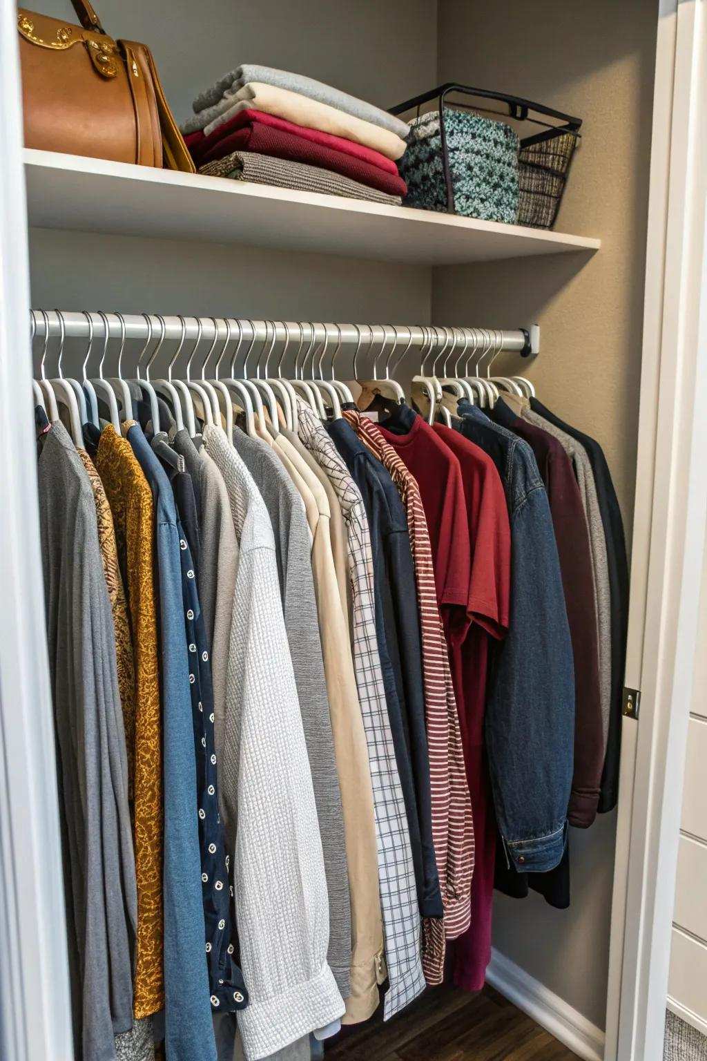 Hangers that save space make the most of closet capacity.