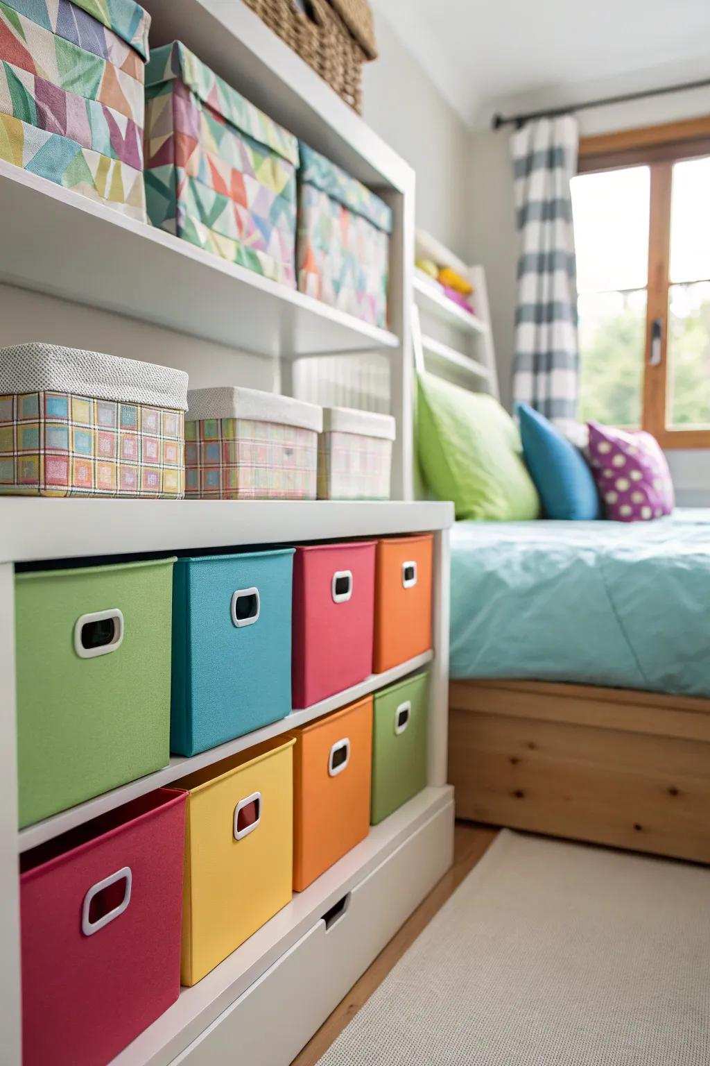 Harmonize your decor through matching storage options.