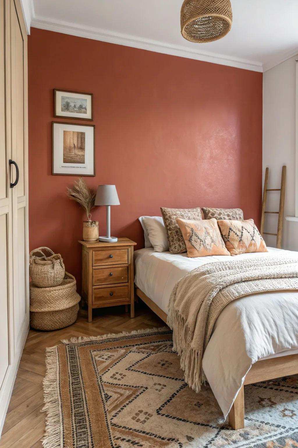 Highlighted walls contribute character and profundity to small bedrooms.