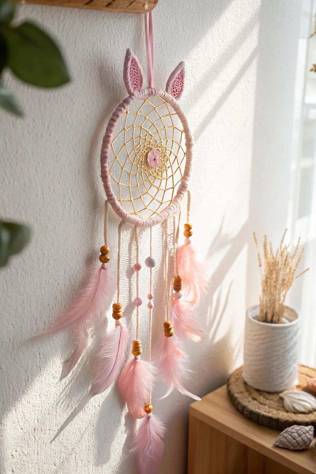 Hold on to dreams and creativity with this alluring mythical equine dreamcatcher, a superb combination of simple and bohemian charm.