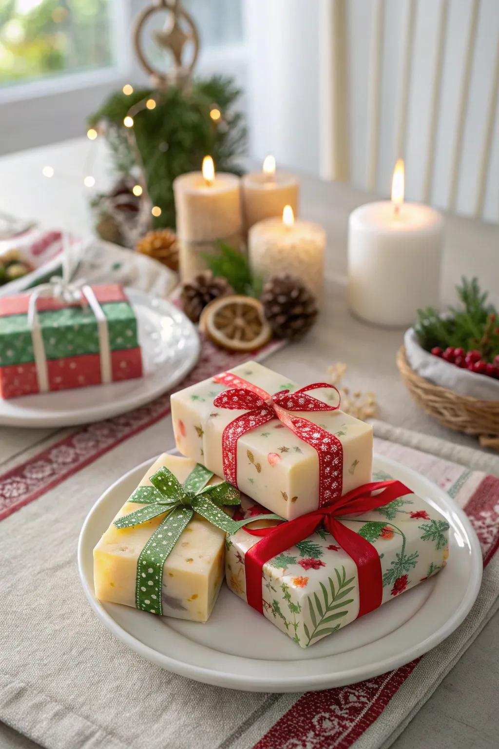 Holiday-motif cleansing bars constitute an opulent and thoughtful token.