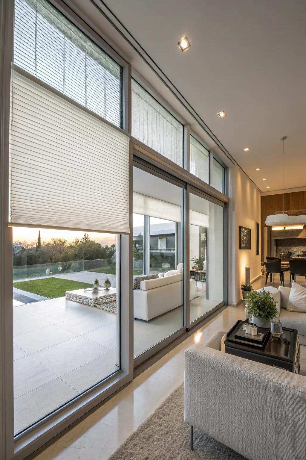 Honeycomb screens grant energy conservation alongside style.