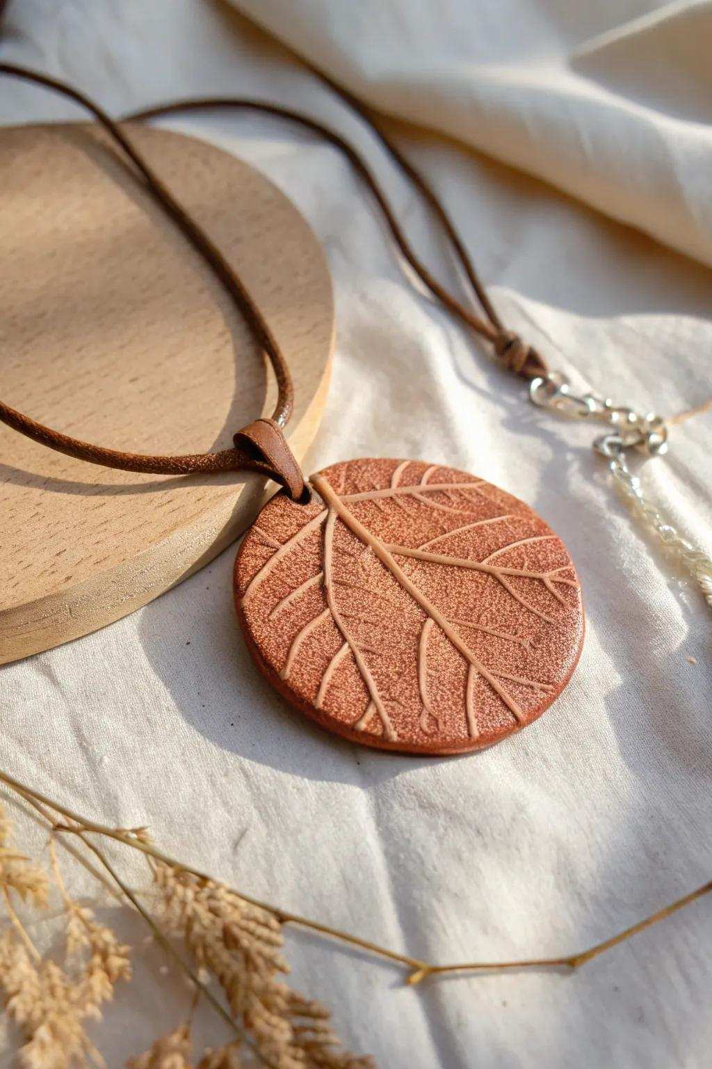 Honor nature's creativity with foliage-stamped clay charms, where effortlessness meets sophistication.
