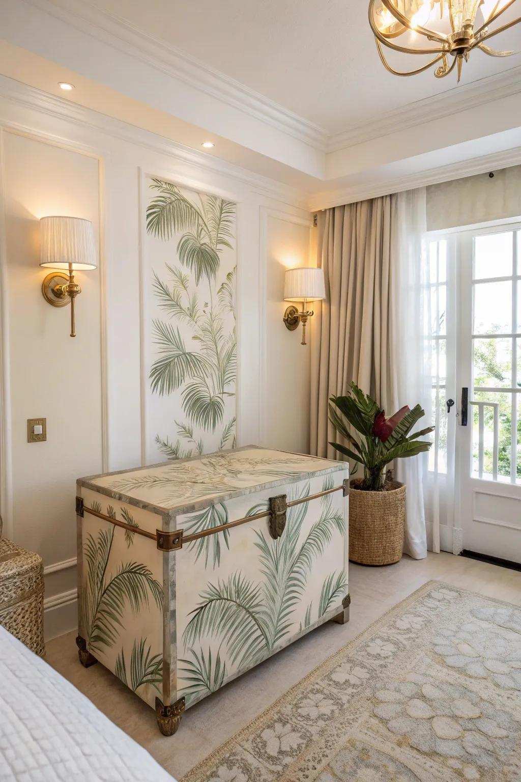 Hot region feelings with palm leaf patterns.