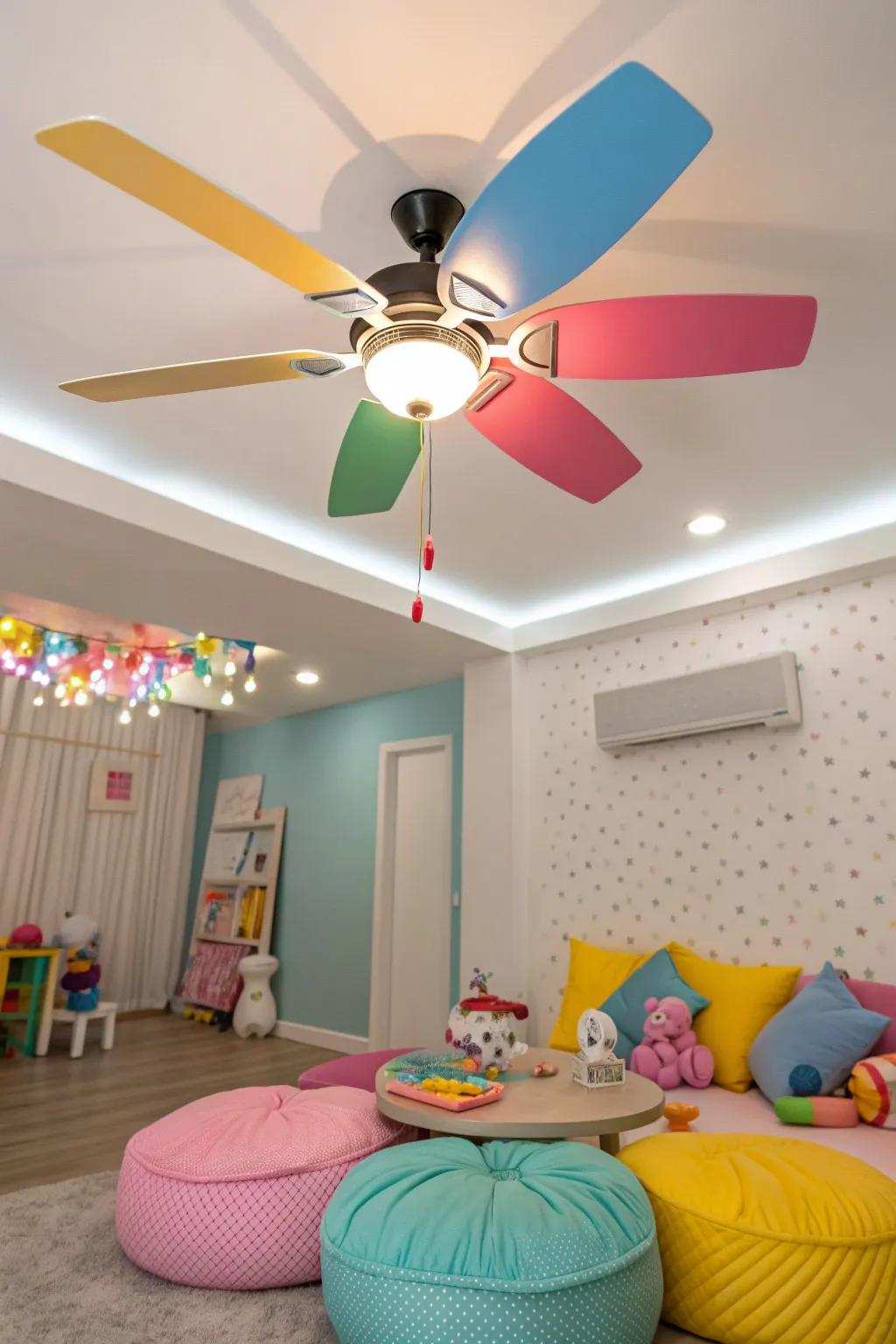 Illuminate any chamber through multi-chromatic ventilators that introduce mirth and dynamism to your abode. 🎨 #PlayfulAesthetic #ChildrensChamber