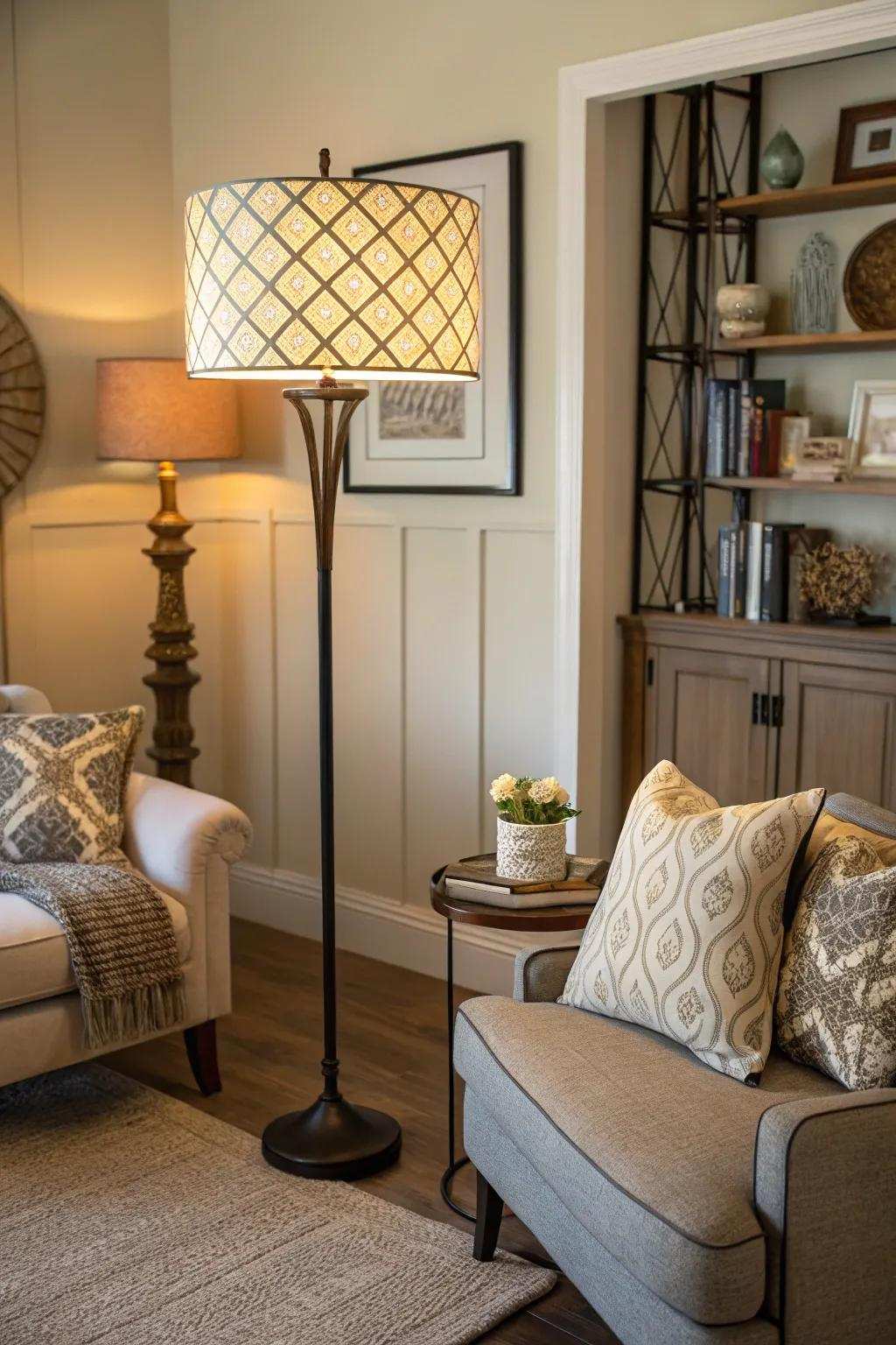 Illuminate your corner with ambient lighting from a floor lamp.