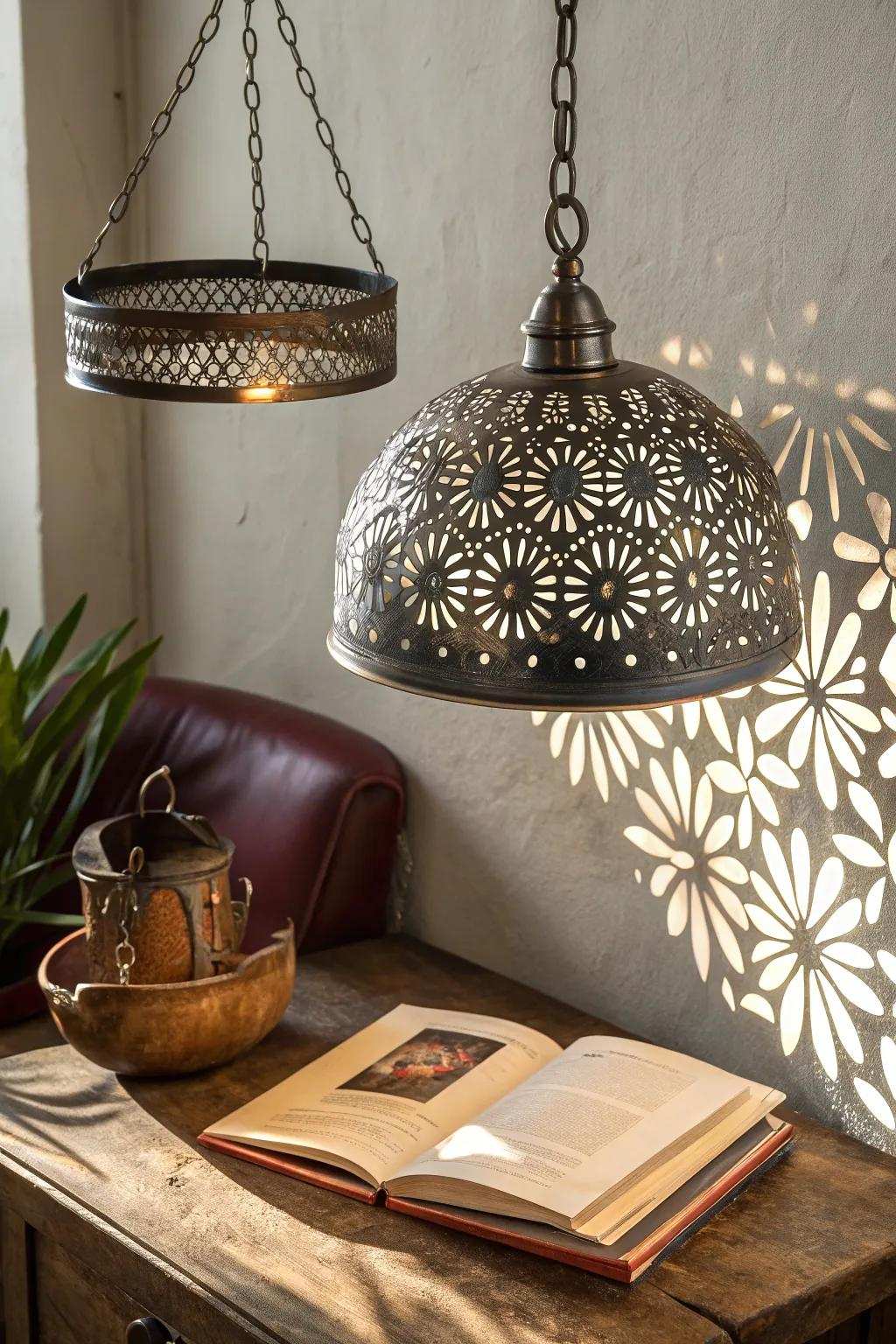 Illuminate your respective domain operating industrial elegance: A handcrafted steel sheet lampshade transitioning illumination throughout artwork.