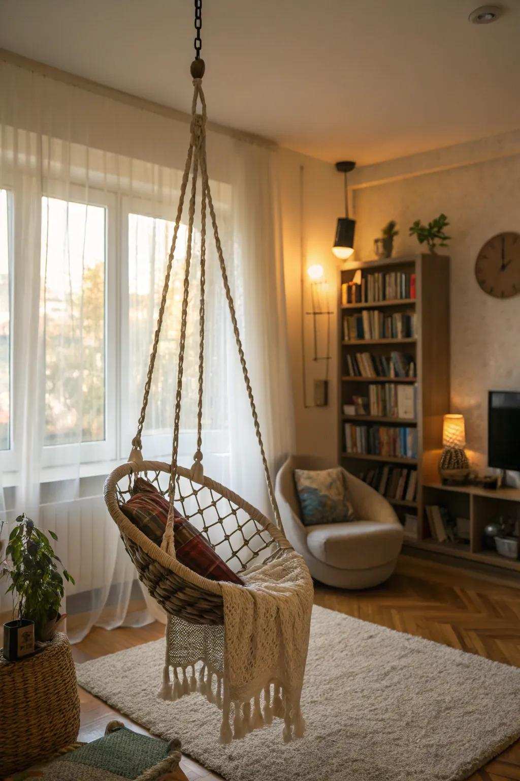 Impart a spirited touch with a suspended seat.
