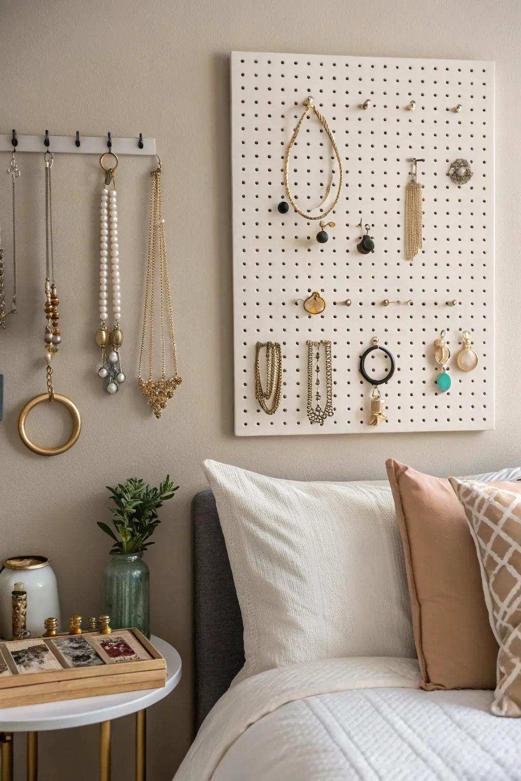 Improve your wall space through a versatile pegboard.