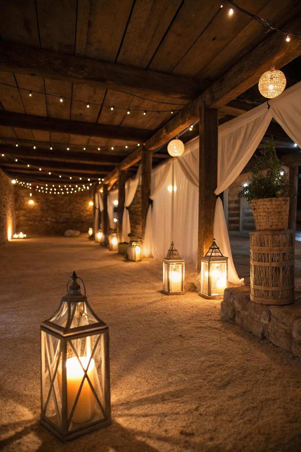 Incorporate elegance with ambient candle holder lighting.