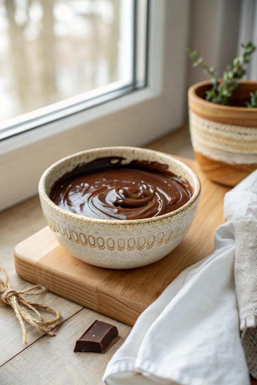 Indulge in the sweet sensation of melted delicious chocolate—a sensory joy for the soul.