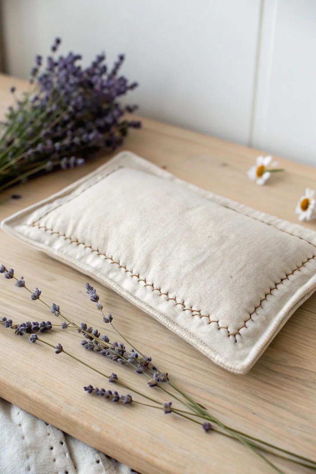 Indulge in warmth and serenity with our artisanal microwavable thermal cushion, ideal for easing aches with a trace of fragrant bliss.