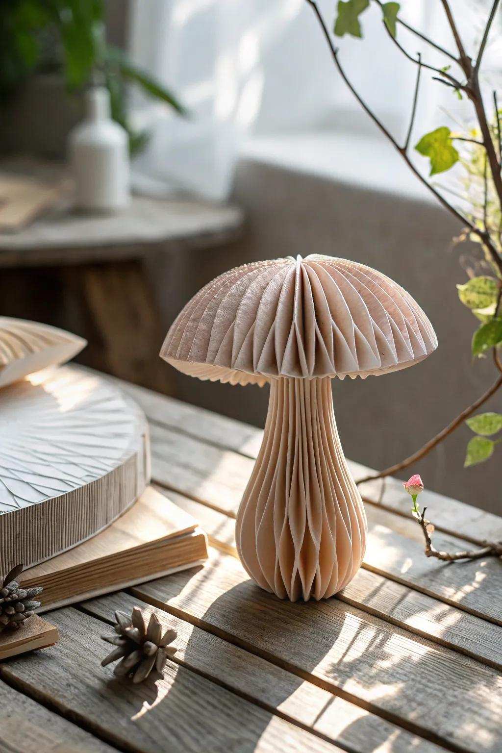 Infuse a hint of enchantment into your setting with these captivating three-dimensional paper fungi, ideal for a captivating, woodland-inspired aesthetic.