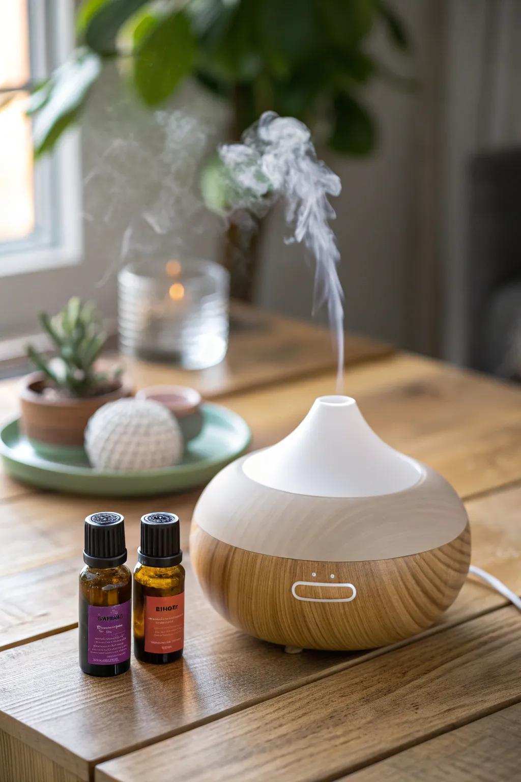 Infuse the air with calming scents using a natural oil dispenser.